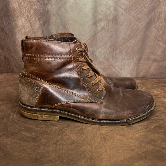 Lasoki Casual Brown Tan Leather Suede Chukka Boots Lace Up Ankle Mens 42 Y2K - Picture 8 of 12